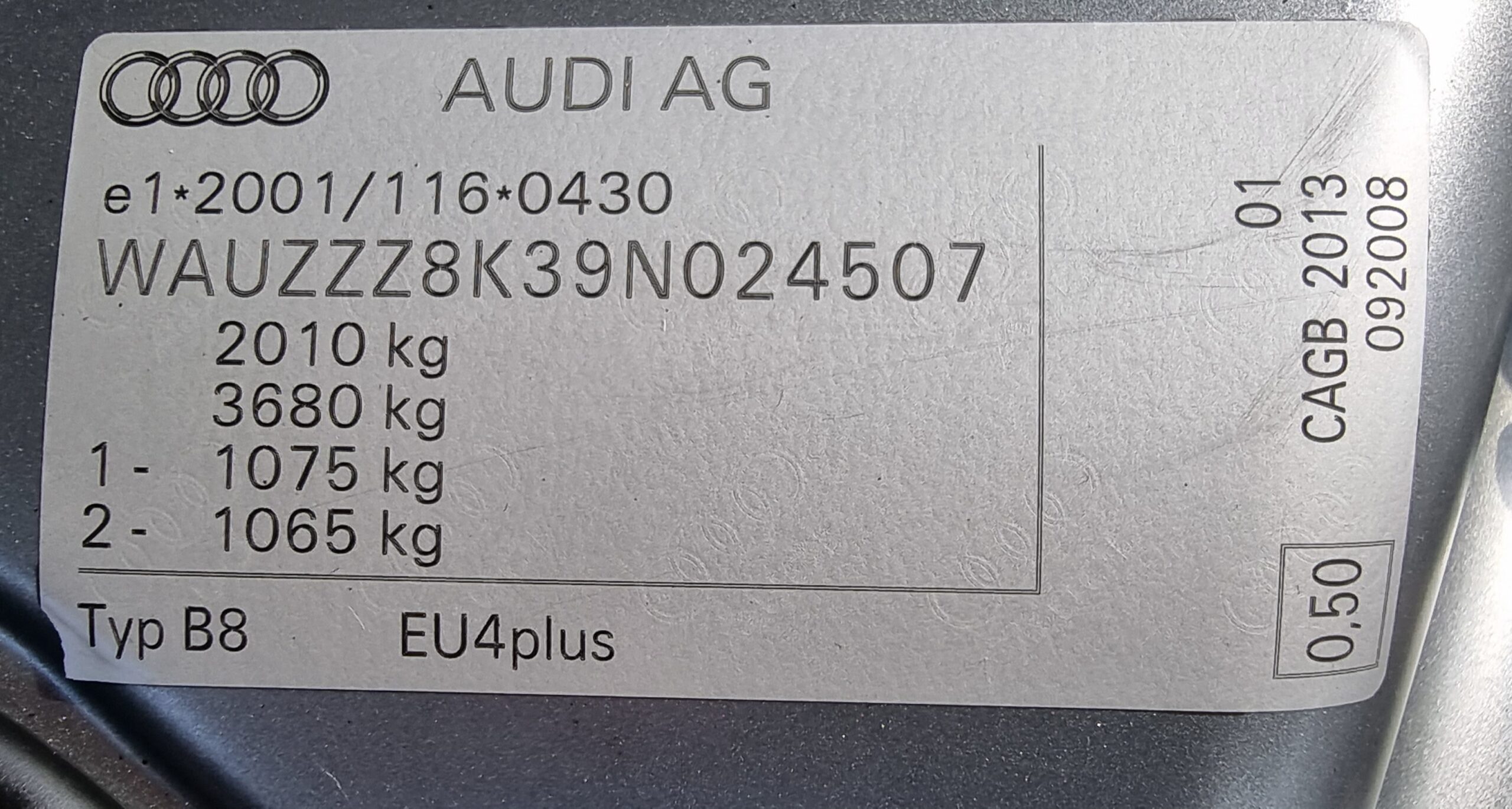 AUDI A4, 2.0 TDI, AN 2009