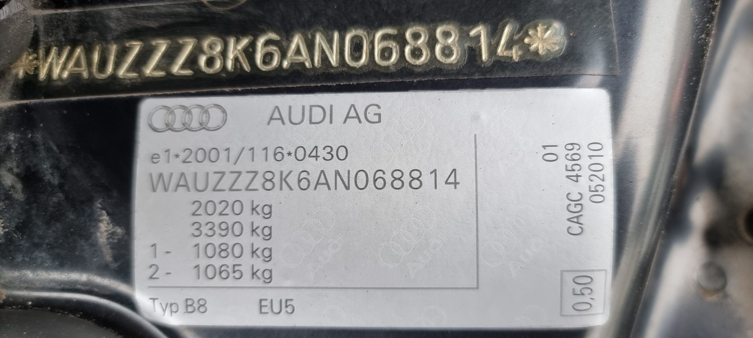 AUDI A4, 2.0 TDI, EURO 5, AN 2010