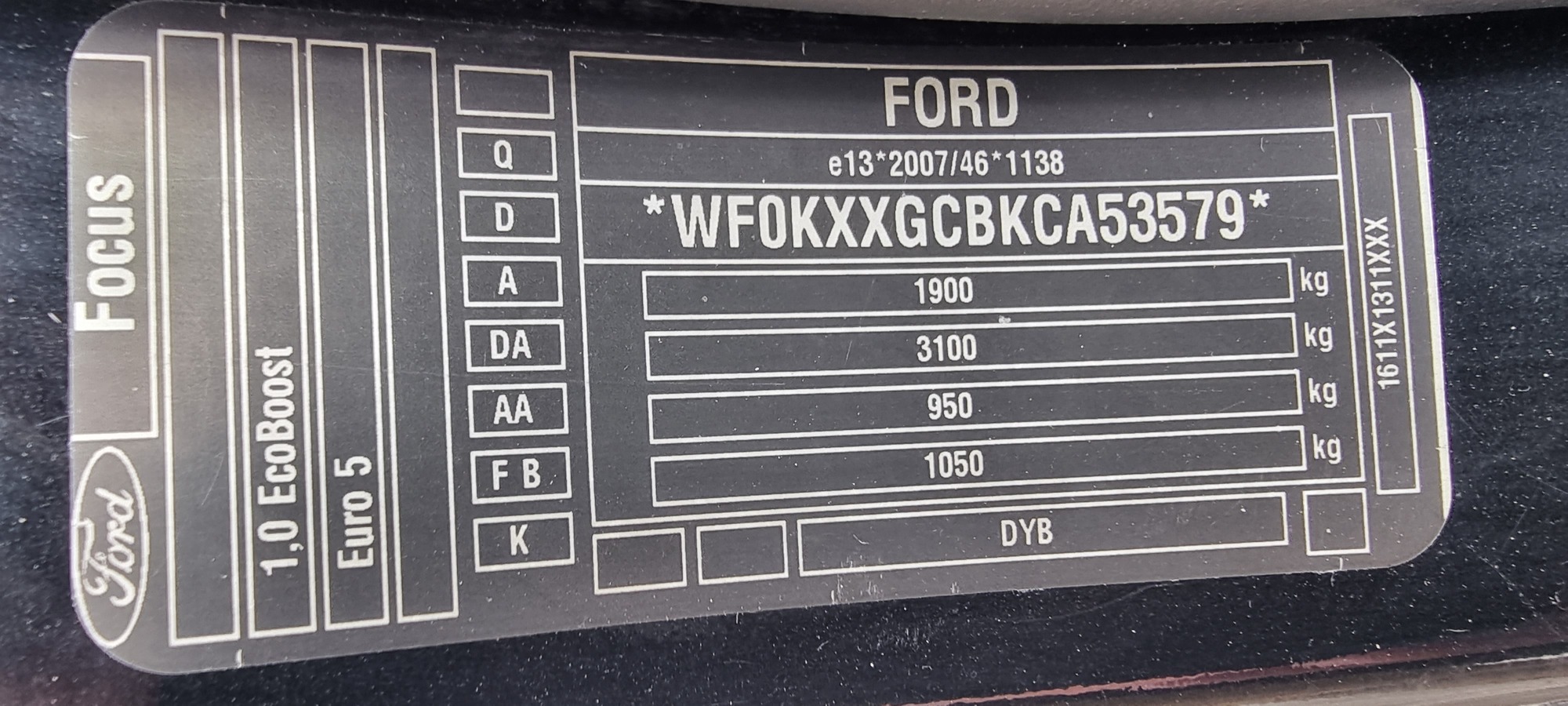 FORD FOCUS, 1.0 BENZINA, 125 CP, EURO 5, AN 2012