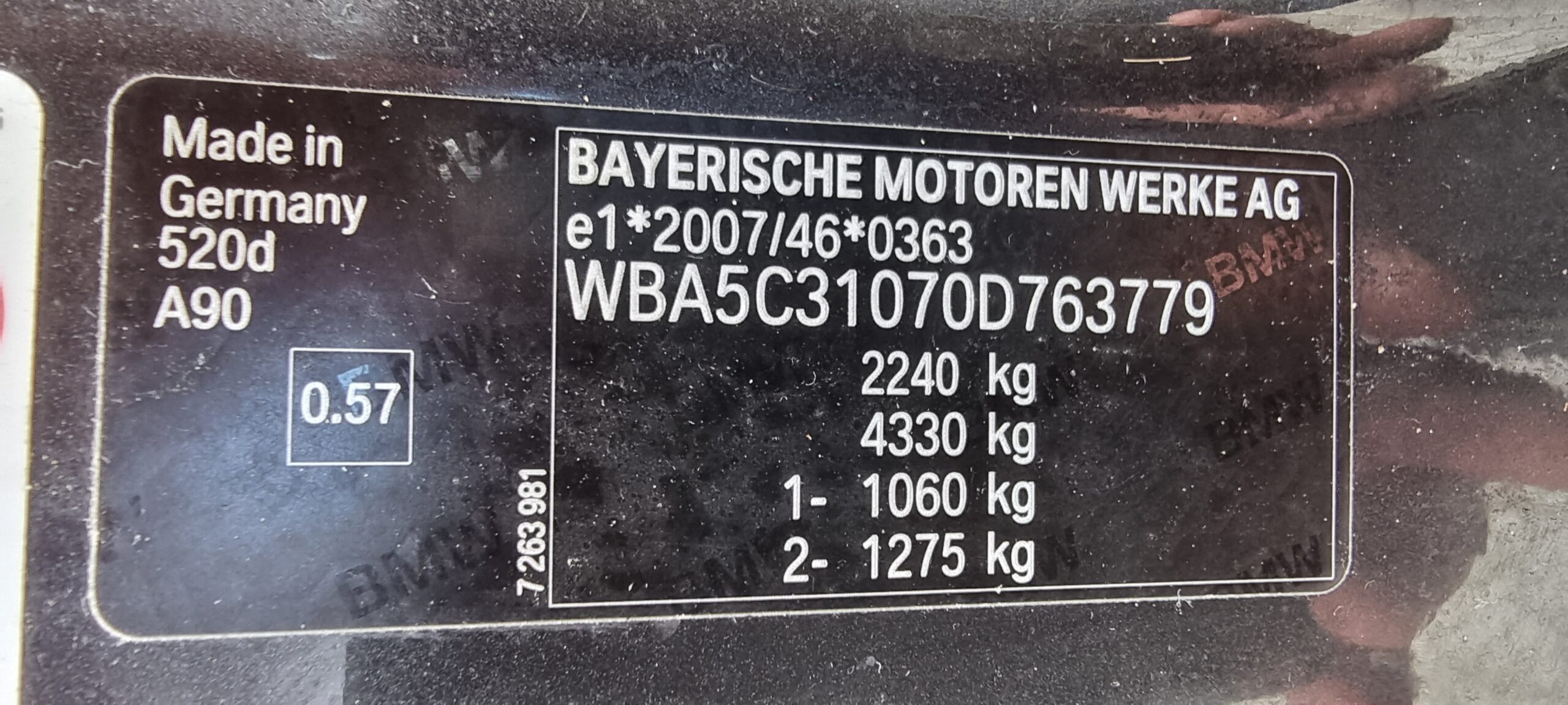 BMW SERIA 5 F10, 2.0 DIESEL, 184 CP, EURO 6, AN 2014