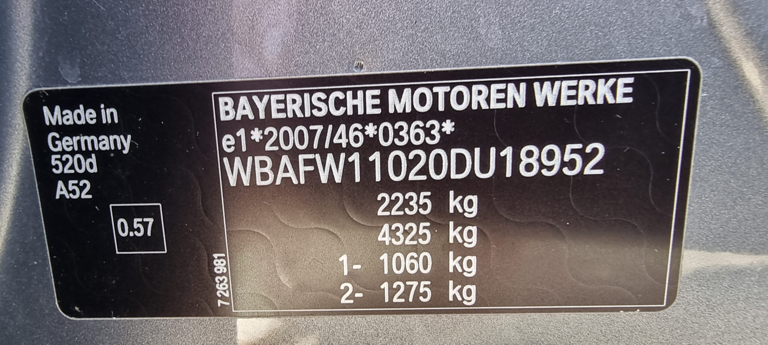 BMW 520 F10, 2.0 DIESEL, 184 CP, EURO 5, AN 2011